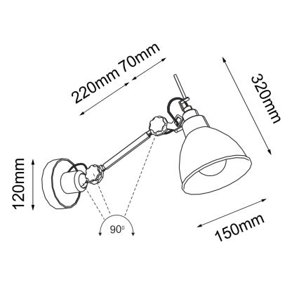 Shilo - Zidna lampa 1xE27/15W/230V crna