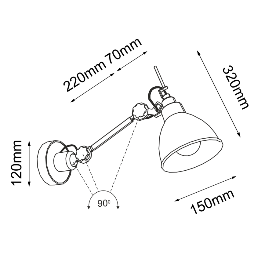 Shilo - Zidna lampa 1xE27/15W/230V crna