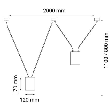 Shilo - Luster na sajli 2xGU10/15W/230V pauk crna