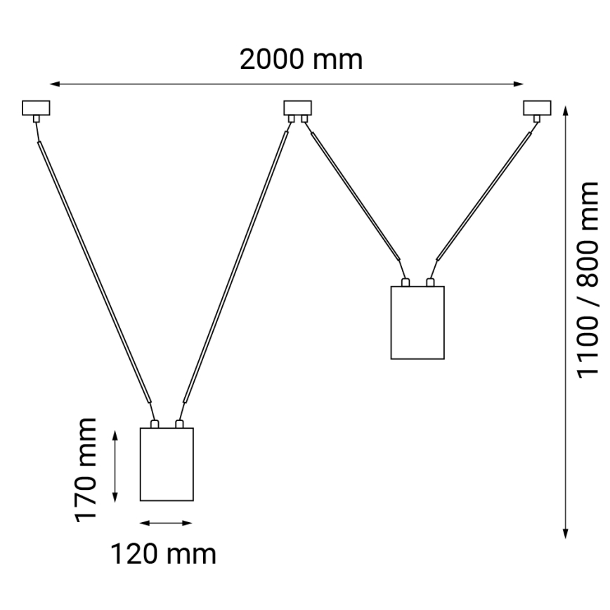 Shilo - Luster na sajli 2xGU10/15W/230V pauk crna