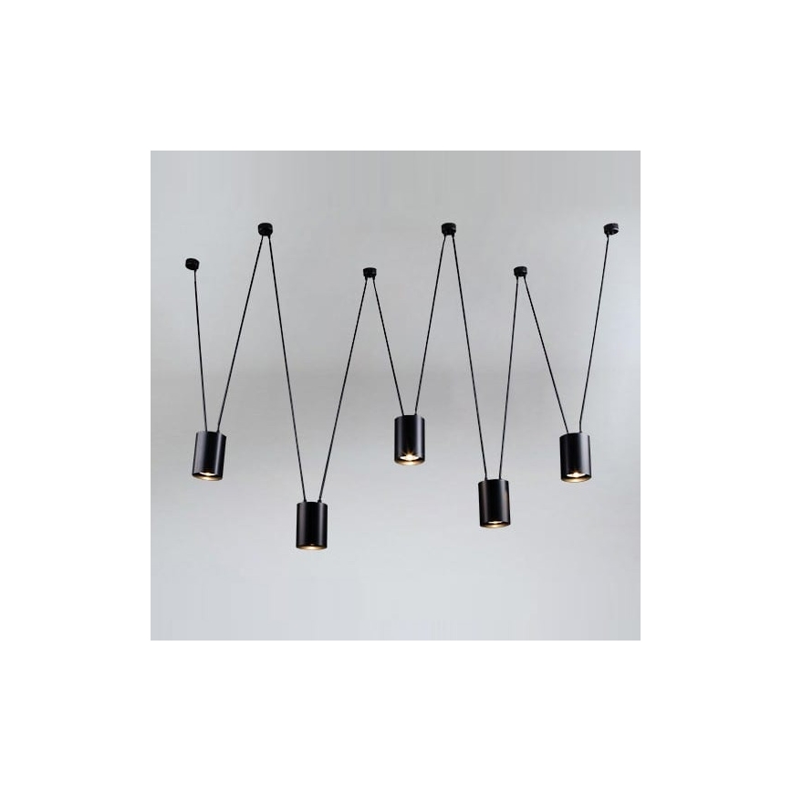 Shilo - Luster na sajli 5xGU10/15W/230V pauk crna