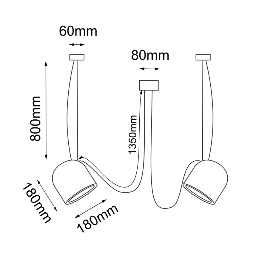Shilo - Luster na sajli 2xE14/15W/230V pauk crna