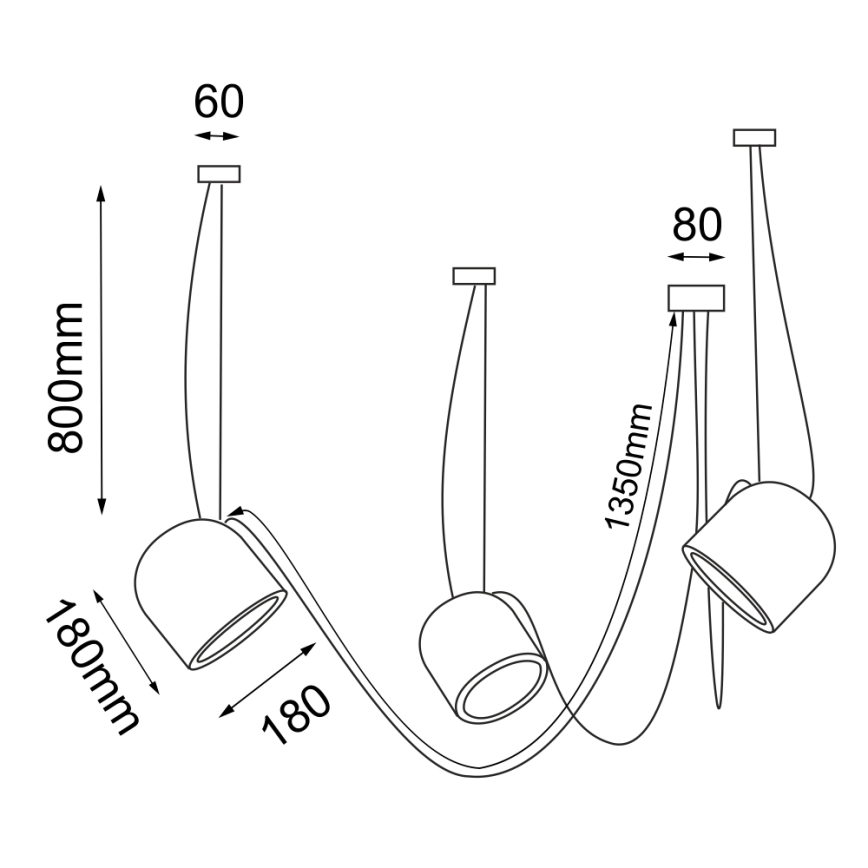 Shilo - Luster na sajli 3xE14/15W/230V pauk crna
