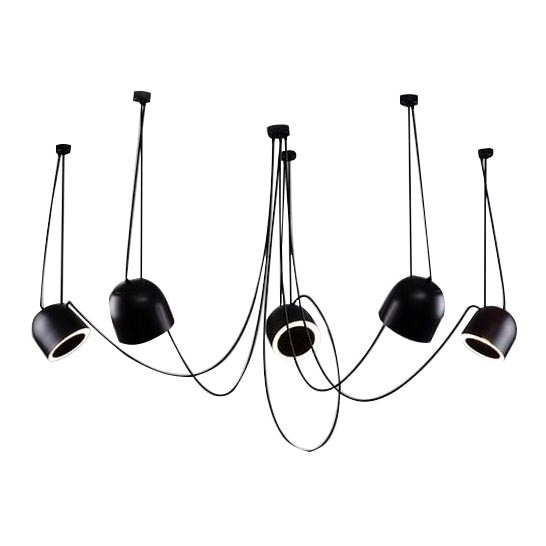 Shilo - Luster na sajli 5xE14/15W/230V pauk crna