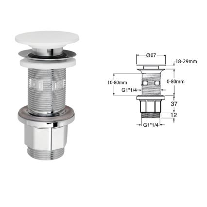 Silfra - Slivnik za umivaonik, promjer 6,7 cm, bijeli/sjajni krom