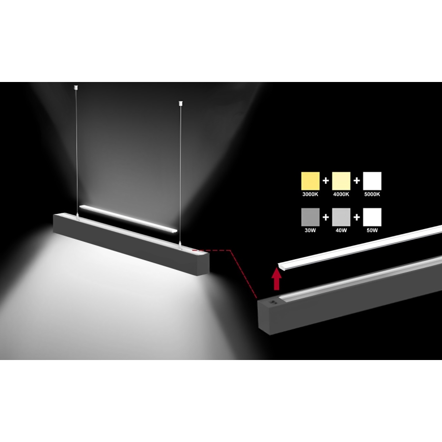 Sinclair - LED Stropna svjetiljka LSM LED/40W/230V 3000K/4000K/5000K 120 cm crna