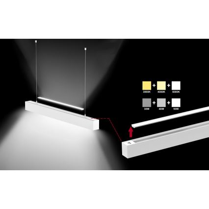Sinclair - LED Stropna svjetiljka LSM LED/40W/230V 3000K/4000K/5000K 120 cm srebrna