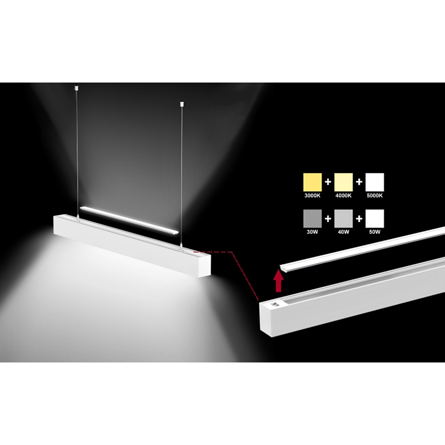 Sinclair - LED Stropna svjetiljka LSM LED/40W/230V 3000K/4000K/5000K 120 cm srebrna