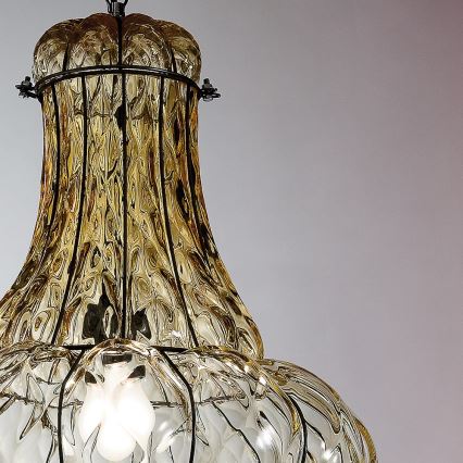 SIRU - Luster na lancu DOGE 1xE27/60W/230V pr. 30 cm bež/crna murano staklo