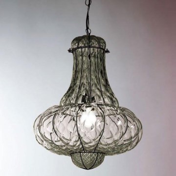 SIRU - Luster na lancu DOGE 1xE27/60W/230V pr. 30 cm prozirna/crna murano staklo