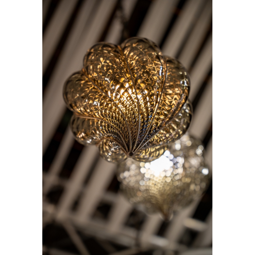 SIRU - Luster na lancu GOCCIA 1xE27/60W/230V pr. 25 cm bež/smeđa murano staklo