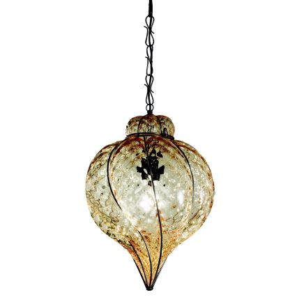 SIRU - Luster na lancu GOCCIA 1xE27/60W/230V pr. 25 cm bež/smeđa murano staklo