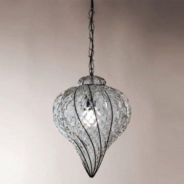 SIRU - Luster na lancu GOCCIA 1xE27/60W/230V pr. 25 cm prozirna/smeđa murano staklo