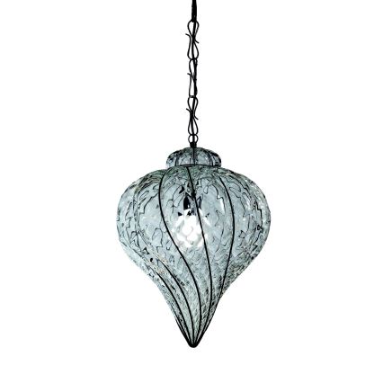 SIRU - Luster na lancu GOCCIA 1xE27/60W/230V pr. 25 cm prozirna/smeđa murano staklo