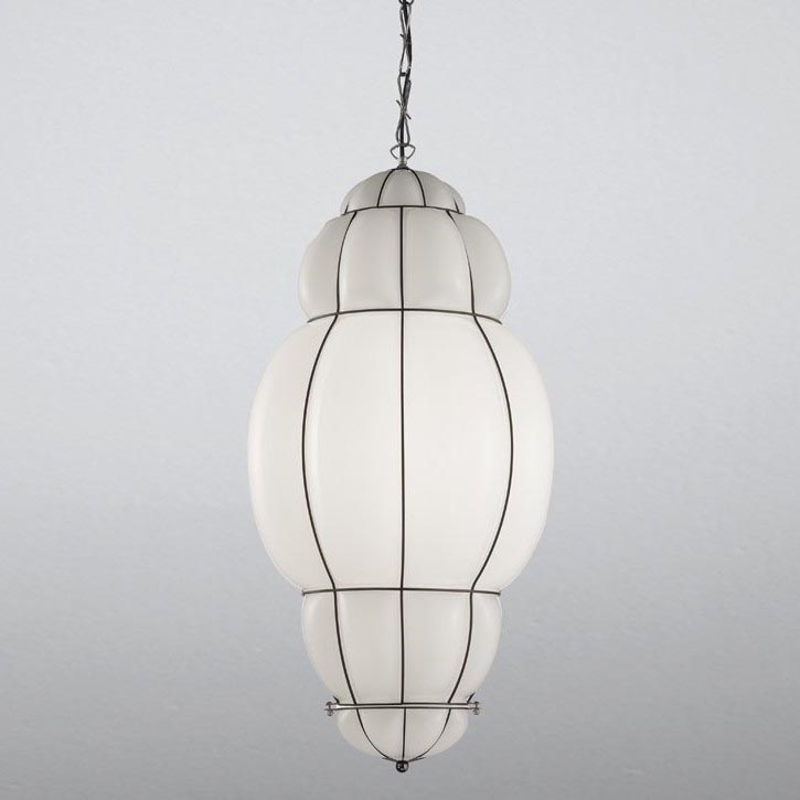 SIRU - Luster na lancu RIVISTO 1xE27/60W/230V pr. 45 cm crna/bijela murano staklo