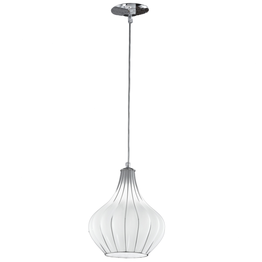 SIRU - Luster na sajli AURIGA 1xE14/40W/230V pr. 26 cm mat krom/bijela murano staklo