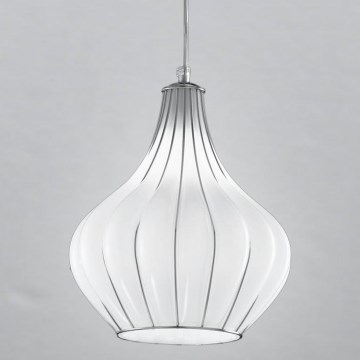 SIRU - Luster na sajli AURIGA 1xE14/40W/230V pr. 26 cm mat krom/bijela murano staklo