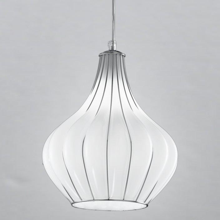 SIRU - Luster na sajli AURIGA 1xE14/40W/230V pr. 26 cm mat krom/bijela murano staklo