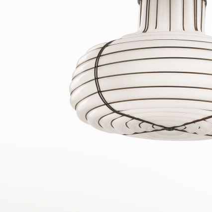 SIRU - Luster na sajli CHAPEAU 2xE14/40W/230V mat krom/bijela murano staklo