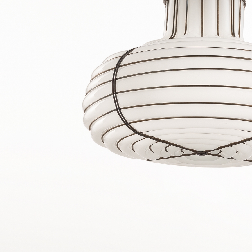 SIRU - Luster na sajli CHAPEAU 2xE14/40W/230V mat krom/bijela murano staklo