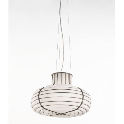 SIRU - Luster na sajli CHAPEAU 2xE14/40W/230V mat krom/bijela murano staklo