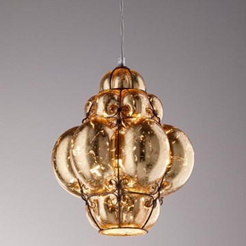SIRU - Luster na sajli FOGLIA ORO 1xE27/60W/230V pr. 27 cm zlatna murano staklo/zlatna