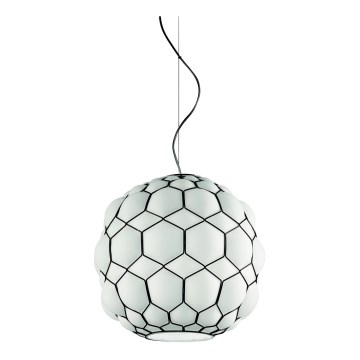 SIRU - Luster na sajli GALAPAGOS 1xE27/60W/230V crna/bijela murano staklo