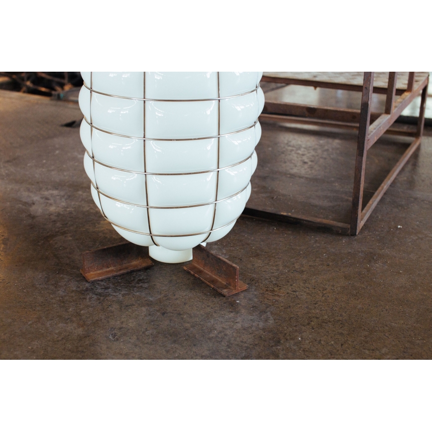 SIRU - Luster na sajli LANTERNA 1xE27/60W/230V pr. 32 cm crna/bijela murano staklo