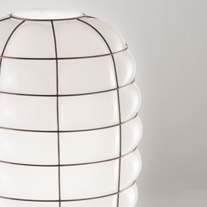 SIRU - Luster na sajli LANTERNA 1xE27/60W/230V pr. 32 cm crna/bijela murano staklo