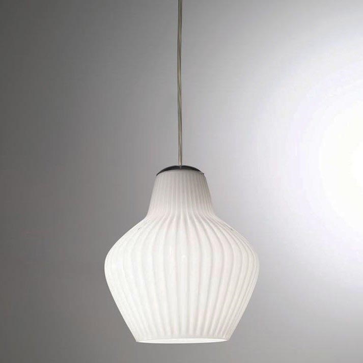 SIRU - Luster na sajli LONDON 1xE27/60W/230V bijela/sjajni krom murano staklo