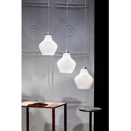 SIRU - Luster na sajli LONDON 1xE27/60W/230V bijela/sjajni krom murano staklo