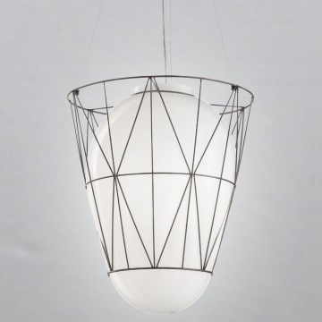 SIRU - Luster na sajli SEGNI 1xE27/60W/230V crna/bijela murano staklo