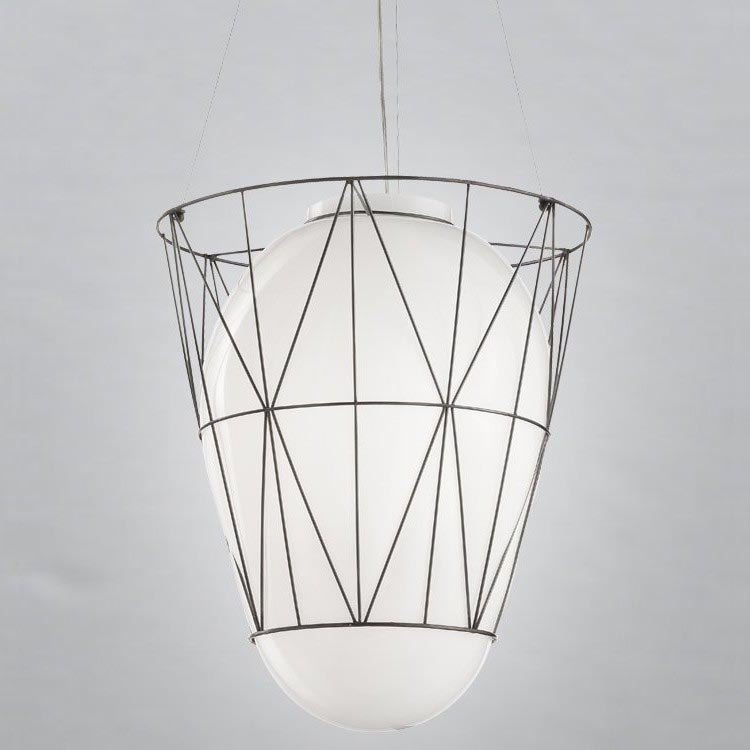 SIRU - Luster na sajli SEGNI 1xE27/60W/230V crna/bijela murano staklo