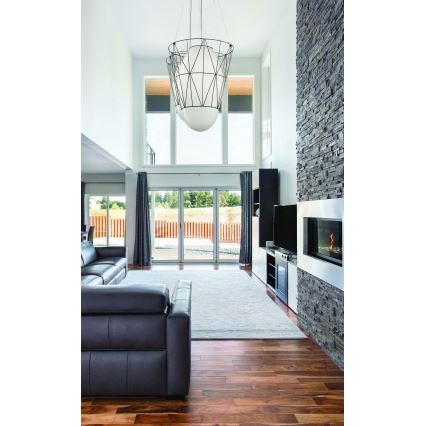 SIRU - Luster na sajli SEGNI 1xE27/60W/230V crna/bijela murano staklo