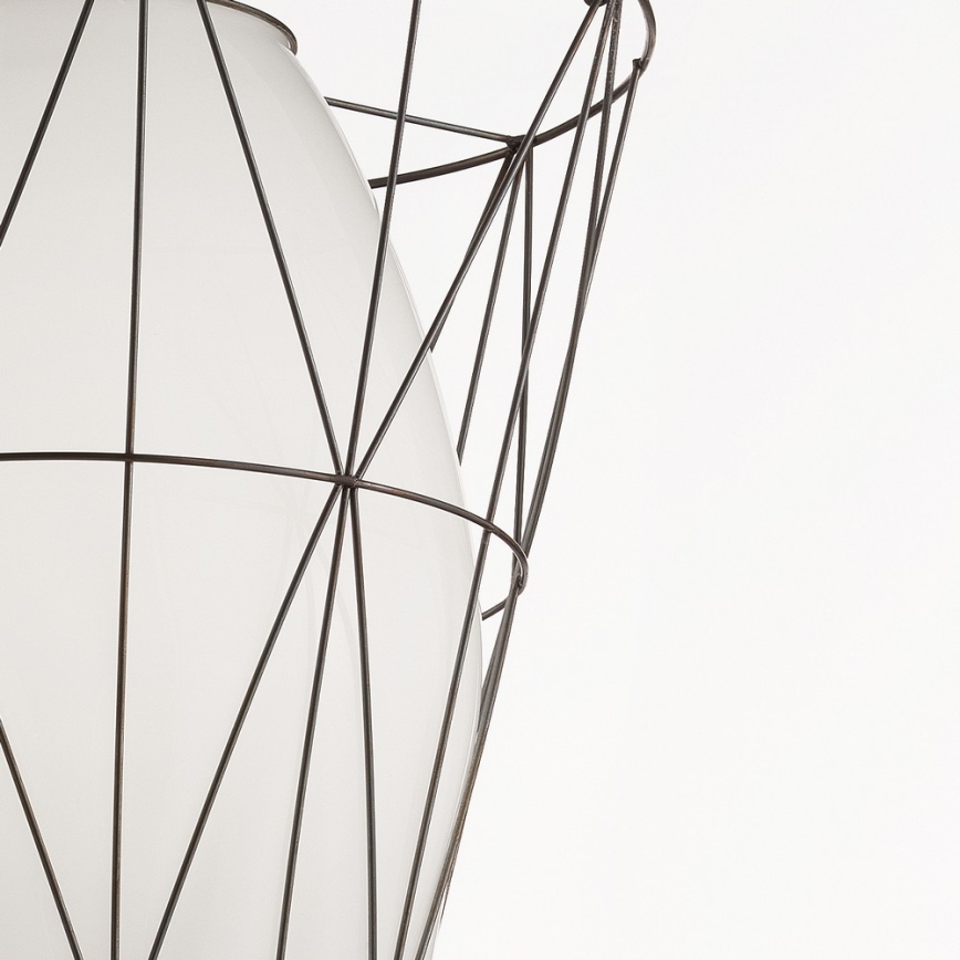 SIRU - Luster na sajli SEGNI 1xE27/60W/230V crna/bijela murano staklo