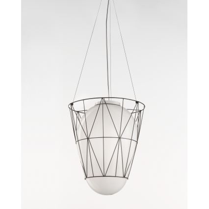 SIRU - Luster na sajli SEGNI 1xE27/60W/230V crna/bijela murano staklo