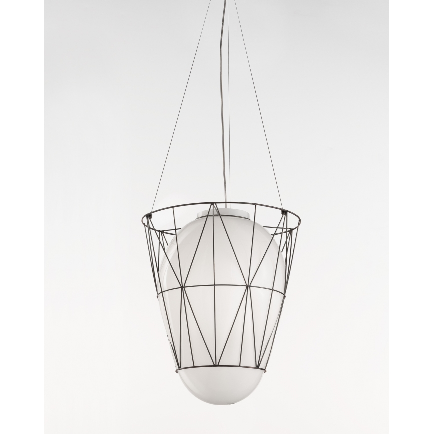 SIRU - Luster na sajli SEGNI 1xE27/60W/230V crna/bijela murano staklo