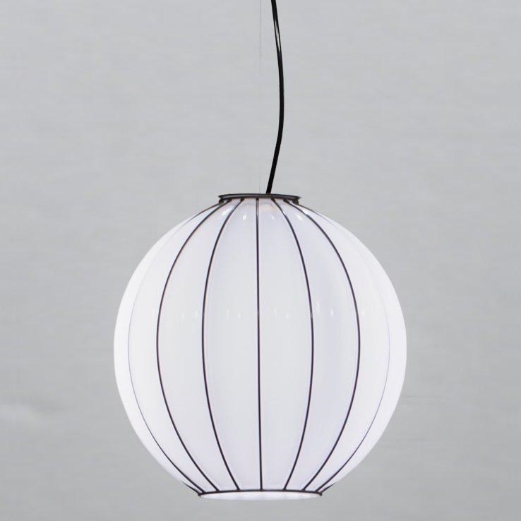 SIRU - Luster na sajli SFERA 1xE27/60W/230V pr. 42 cm crna/bijela murano staklo