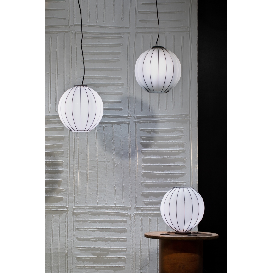 SIRU - Luster na sajli SFERA 1xE27/60W/230V pr. 42 cm crna/bijela murano staklo