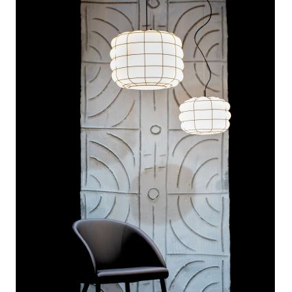 SIRU - Luster na sajli TERRA 1xE27/60W/230V crna/bijela murano staklo