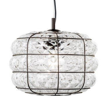 SIRU - Luster na sajli TERRA 1xE27/60W/230V crna/prozirna murano staklo