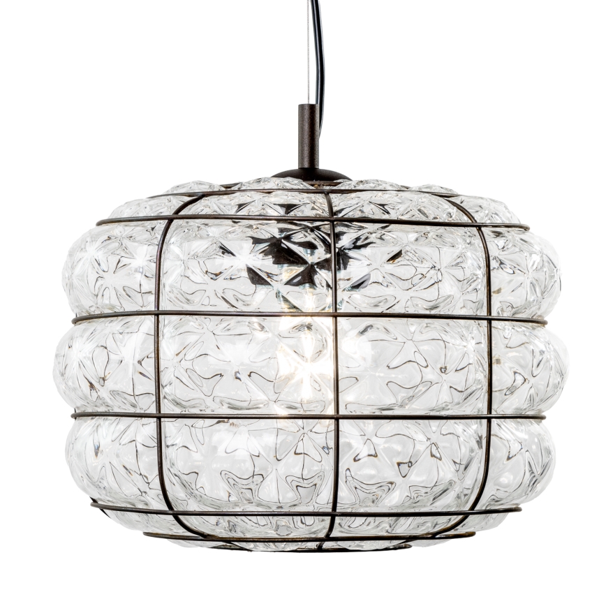 SIRU - Luster na sajli TERRA 1xE27/60W/230V crna/prozirna murano staklo