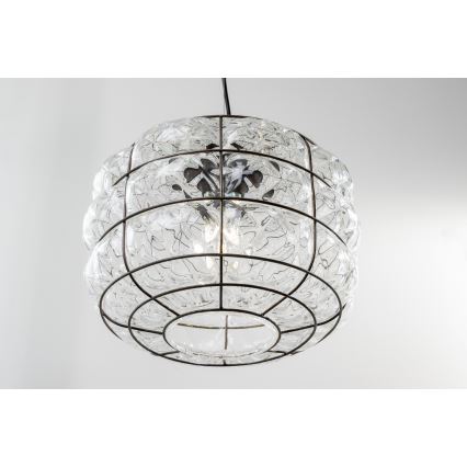 SIRU - Luster na sajli TERRA 1xE27/60W/230V crna/prozirna murano staklo