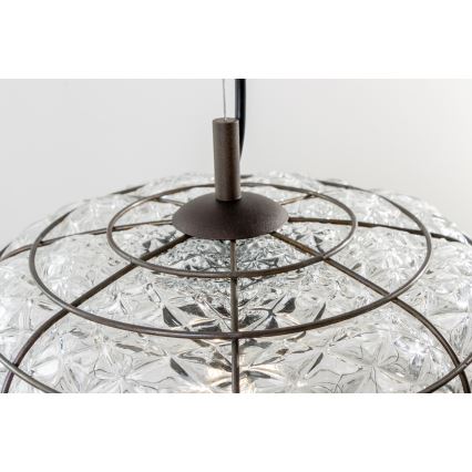 SIRU - Luster na sajli TERRA 1xE27/60W/230V crna/prozirna murano staklo