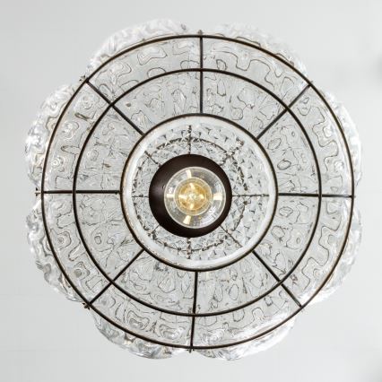 SIRU - Luster na sajli TERRA 1xE27/60W/230V crna/prozirna murano staklo