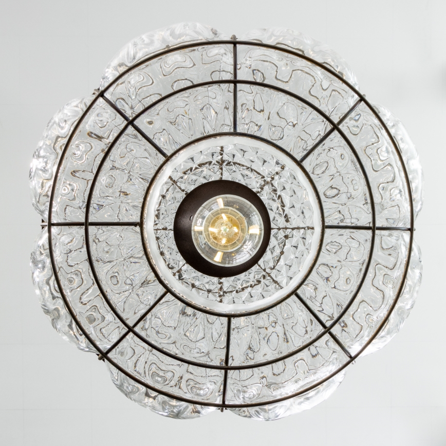SIRU - Luster na sajli TERRA 1xE27/60W/230V crna/prozirna murano staklo