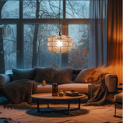 SIRU - Luster na sajli TERRA 1xE27/60W/230V crna/prozirna murano staklo