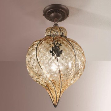 SIRU - Nadgradni luster GOCCIA 1xE27/60W/230V pr. 25 cm bež/smeđa murano staklo