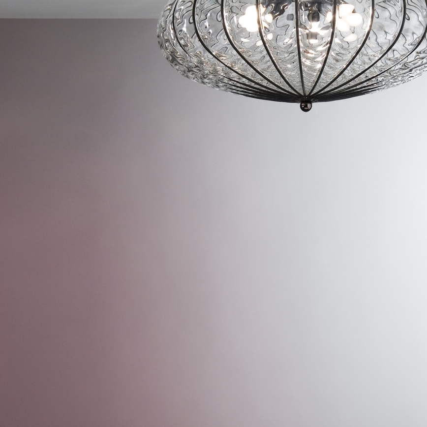 SIRU - Stropna svjetiljka ACCADEMIA 3xE27/60W/230V prozirna/crna murano staklo