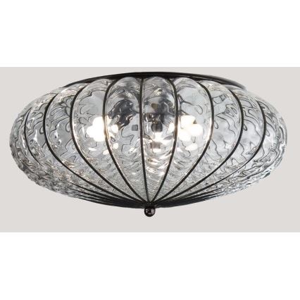 SIRU - Stropna svjetiljka ACCADEMIA 3xE27/60W/230V prozirna/crna murano staklo